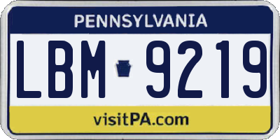 PA license plate LBM9219