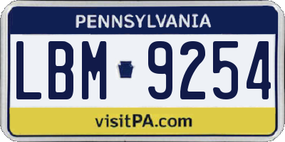 PA license plate LBM9254