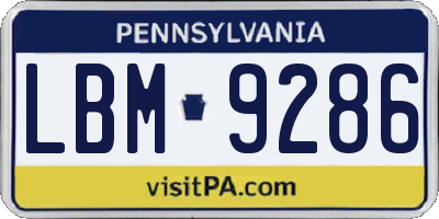 PA license plate LBM9286