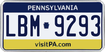 PA license plate LBM9293