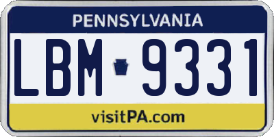 PA license plate LBM9331
