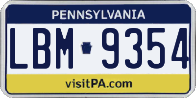PA license plate LBM9354