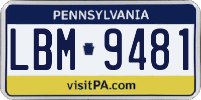 PA license plate LBM9481