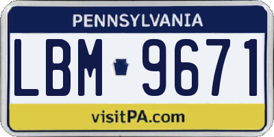 PA license plate LBM9671