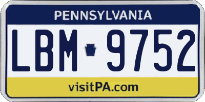 PA license plate LBM9752