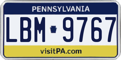 PA license plate LBM9767