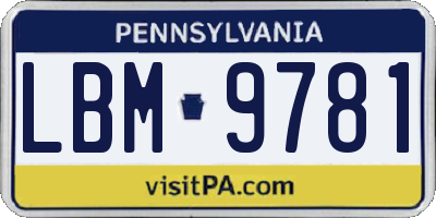 PA license plate LBM9781