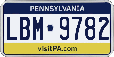 PA license plate LBM9782