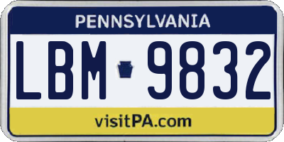 PA license plate LBM9832