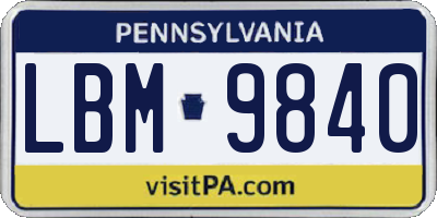 PA license plate LBM9840