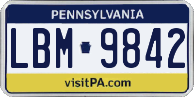 PA license plate LBM9842