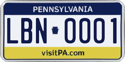 PA license plate LBN0001