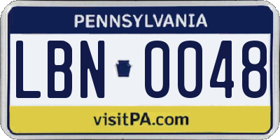 PA license plate LBN0048