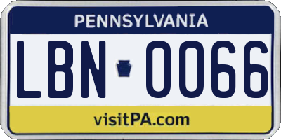 PA license plate LBN0066