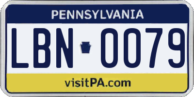 PA license plate LBN0079