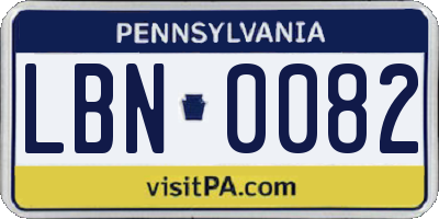 PA license plate LBN0082