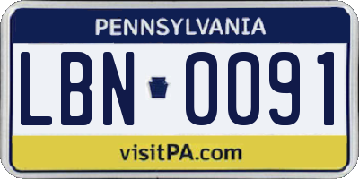 PA license plate LBN0091