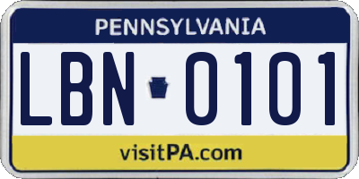 PA license plate LBN0101