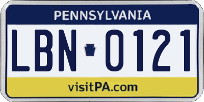 PA license plate LBN0121