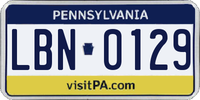 PA license plate LBN0129