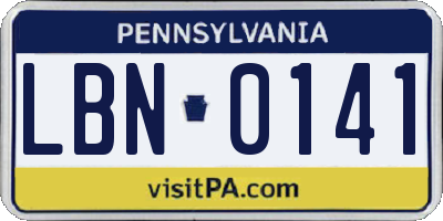 PA license plate LBN0141