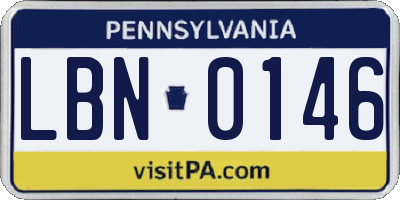 PA license plate LBN0146