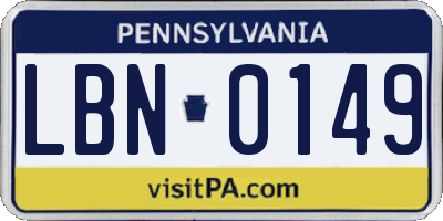 PA license plate LBN0149