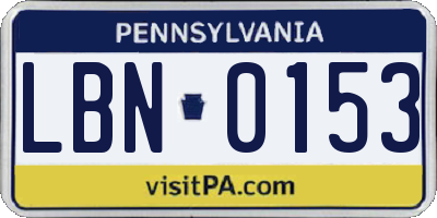 PA license plate LBN0153