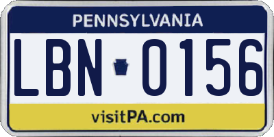 PA license plate LBN0156