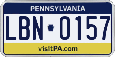 PA license plate LBN0157