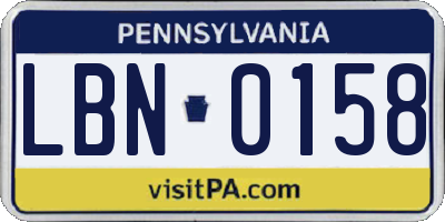 PA license plate LBN0158