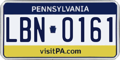 PA license plate LBN0161