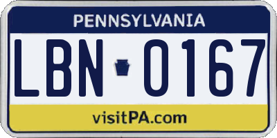 PA license plate LBN0167