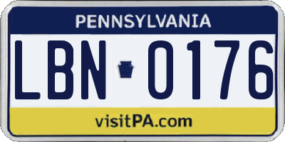 PA license plate LBN0176