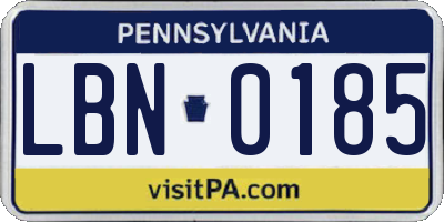 PA license plate LBN0185