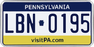 PA license plate LBN0195
