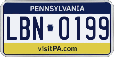 PA license plate LBN0199