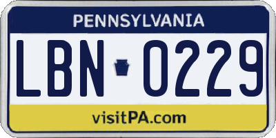 PA license plate LBN0229
