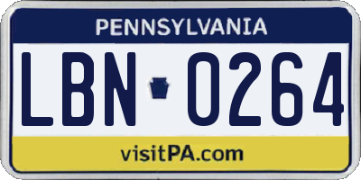 PA license plate LBN0264