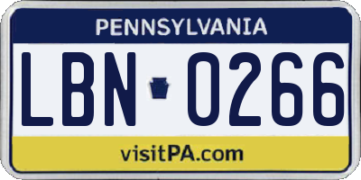 PA license plate LBN0266