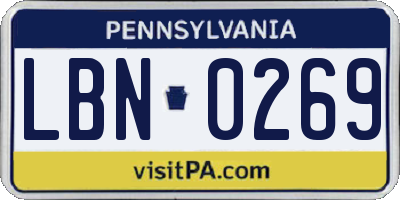 PA license plate LBN0269