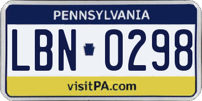 PA license plate LBN0298
