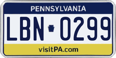 PA license plate LBN0299
