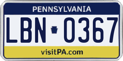 PA license plate LBN0367