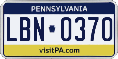 PA license plate LBN0370