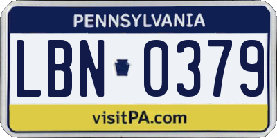 PA license plate LBN0379