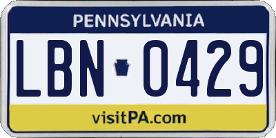 PA license plate LBN0429