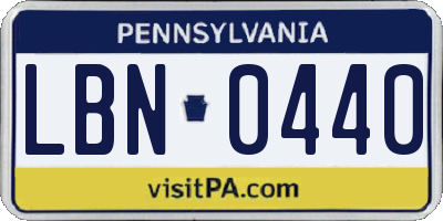 PA license plate LBN0440