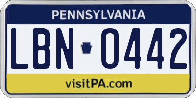 PA license plate LBN0442
