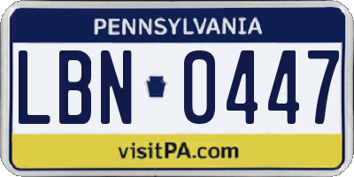PA license plate LBN0447